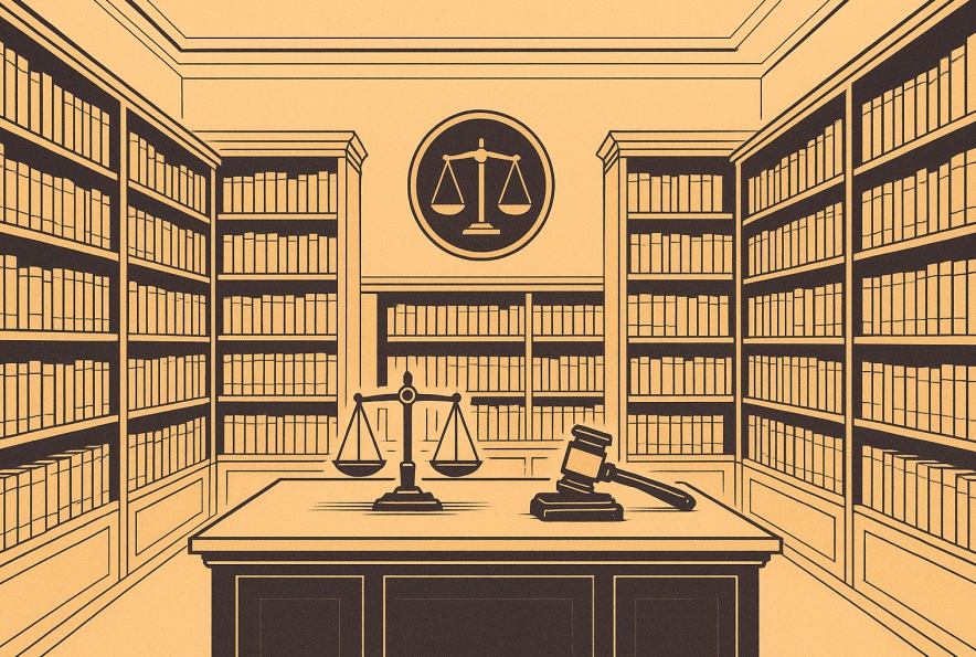Modern legal library scene
